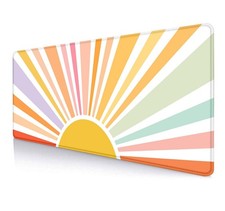 Rainbow Sun Extended Large Mouse Pad Cute Pink Orange Desk Mat Aesthetic Art picture