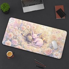 Sleeping Pokémon Meadow Desk Mat | Umbreon and Espeon Floral Mouse pad picture